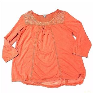 ⬇️ $35 Anthropologie Chip Pepper crochet trim top